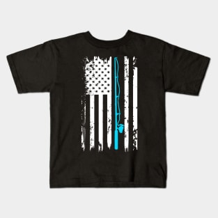 American Flag Fishing Vintage Kids T-Shirt